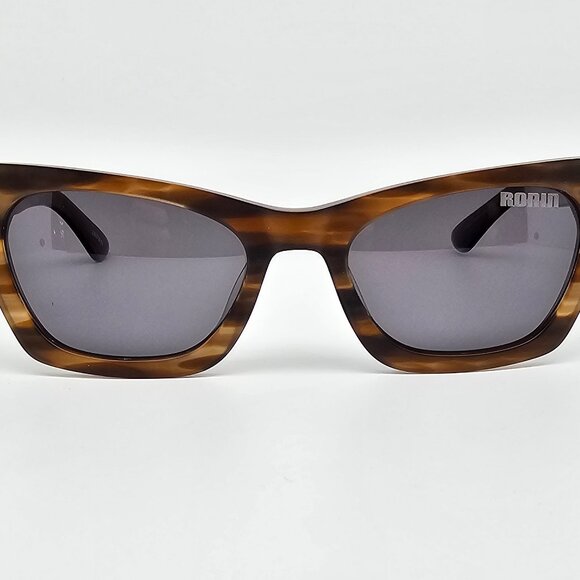 Ronin Eyewear Jupiter Matte Brown Stripe Frame Polarized Grey Lens Sunglasses main image 8